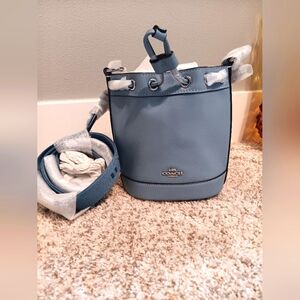 NWT Coach CR144 Mini Bucket Bag Leather Crossbody in Cornflower